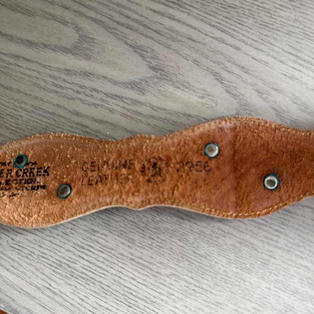 Vtg Silver Creek Western Concho Belt Cream Genuine Leather Boho Cowgirl USA - Picture 6 of 11